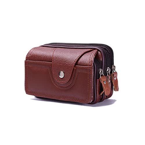 AQQWWER Hüfttasche Pu. Taille Tasche Multifunktionale Handy Taille Tasche Mode Outdoor Kleine Brieftasche Männer Frauen (Color : Auburn) von AQQWWER