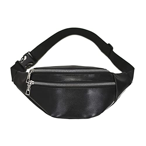 AQQWWER Hüfttasche Retro Taille Tasche for Frauen PU Leder Fanny Pack Mode Gürtel Brusttaschen Hüfte Bum Geld Beutel Handtasche Reise Schulter Pockt (Color : Black) von AQQWWER