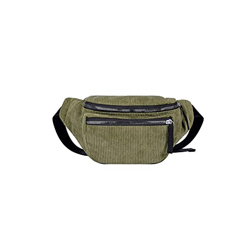 AQQWWER Hüfttasche Taille Pack Womens Gürtel Tasche Corduroy Fanny Pack Designer Mode Reißverschluss Brusttasche Tasche Vintage Stil Telefonbeutel (Color : Green) von AQQWWER