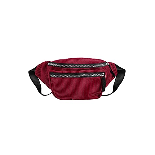 AQQWWER Hüfttasche Taille Pack Womens Gürtel Tasche Corduroy Fanny Pack Designer Mode Reißverschluss Brusttasche Tasche Vintage Stil Telefonbeutel (Color : Red) von AQQWWER