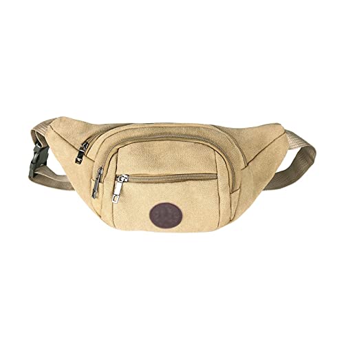 AQQWWER Hüfttasche Taille Packs Männer Banane Buman Bag Mode Leinwand Fanny Pack Hot Casual Gürtel Tasche Frauen Sport Hüfttasche Telefon Poules Reisen (Color : Khaki) von AQQWWER