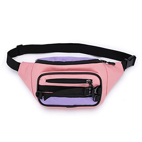 AQQWWER Hüfttasche Taille Tasche Frauen Fanny Pack Taille Packs Freizeit Leinwand Bum Paket Banane Messenger Bags Neue Reißverschluss Hip Hop Bag Schulter Pack (Color : A Pink Waist Pack) von AQQWWER