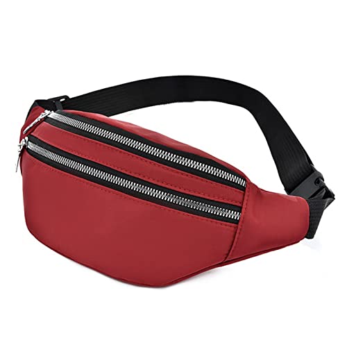 AQQWWER Hüfttasche Taille Tasche Frauen Fanny Pack Weibliche Hüfte Bummel Tasche Männer Bananen Tasche Frauen `s Gürtel Tasche Damen Bauch Geld Pouch Mode Geldbörse (Color : Red) von AQQWWER