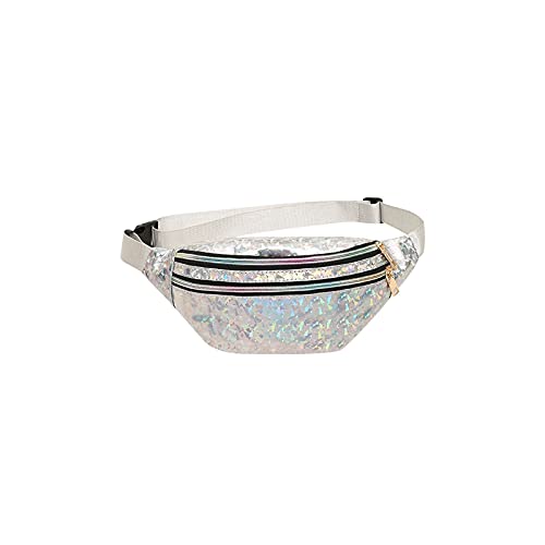 AQQWWER Hüfttasche Taillenpackungen, Taillenpackung für Frauen Fanny Packs Tasche Glänzende Hüfte Mode glänzende Taschen (Color : White) von AQQWWER