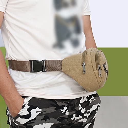 AQQWWER Hüfttasche Taillenpackungen Männer Banane Buman Bag, Leinwand Fanny Pack Hot Casual Gürtel Tasche, Frauen Sport Hüfttasche Telefon Poules Reisen (Color : Bruin) von AQQWWER