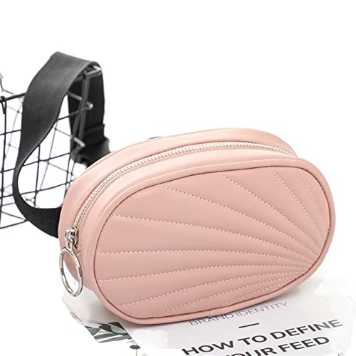 AQQWWER Hüfttasche Waist Bag Women Leather Bags for Women Pack Waist Bag Girls Round Belt Bag Chest Handbag (Color : Pink) von AQQWWER