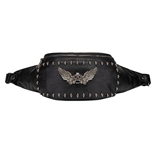 AQQWWER Hüfttasche Waist Belt Bag for Women Vintage Skull Rivet Leather Shoulder Bags Luxury Designer Waist Pack Bag Gothic von AQQWWER