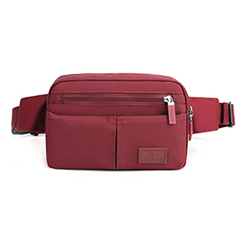 AQQWWER Hüfttasche Women Waist Bag Female Wallet Purse Casual Phone Purse Belt Pouch Nylon Travel Motorcycle Fanny Pack Banana Bag (Color : Wine red) von AQQWWER