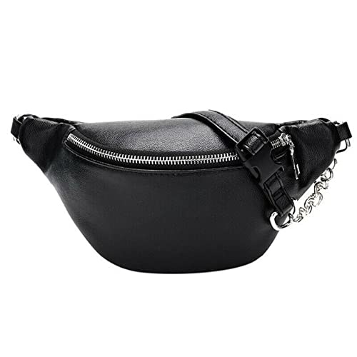 AQQWWER Hüfttasche WomenNew Style Travel Waist Festival Money Belt PU Leather Pouch Holiday Waist Pack (Color : Black) von AQQWWER