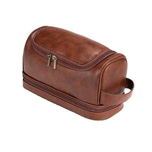 AQQWWER Schminktasche Cosmetic Bag Simple Leather Cosmetic Bag Men Travel Toiletry Bag Washing with Hook Portable Cosmetic Bag von AQQWWER