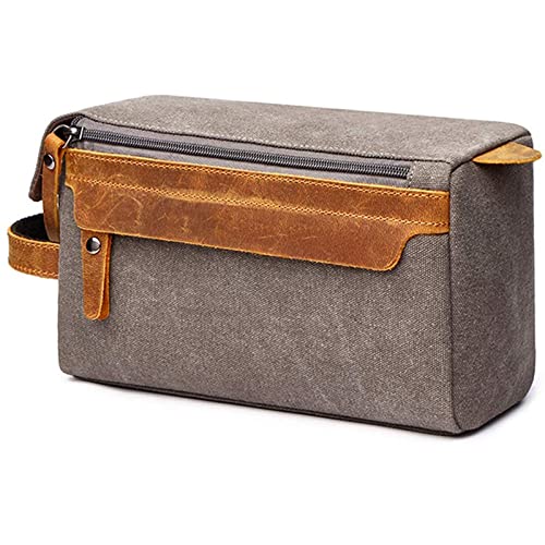 AQQWWER Schminktasche Men Canvas Wash Pouch Handbag Makeup Bag Women High Capacity Storage Case Travel Cosmetic Bag von AQQWWER