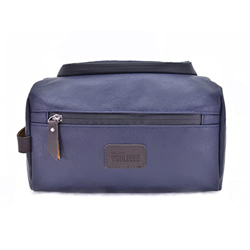 AQQWWER Schminktasche Men Waterproof Toiletry Bags Leather Travel Cosmetic Bag Women Male Makeup Bag Make up Cosmetic Bag (Color : Blue) von AQQWWER