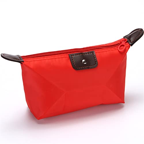 AQQWWER Schminktasche Nylon Portable Multi-Function Cosmetic Bag Casual Zipper Solid Box Pouch Bags for Women Waterproof Storage Wash Bag (Color : Red, Size : 16CM X 11CM X 26CM) von AQQWWER