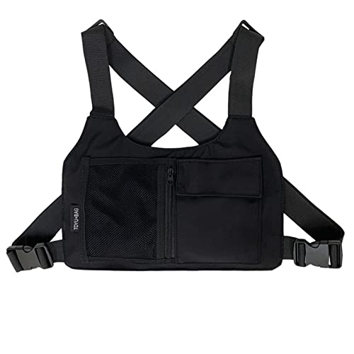 AQQWWER Umhängetasche für Damen Vest Streetwear Bags Waist Pack Women Black Chest Rig Bag von AQQWWER