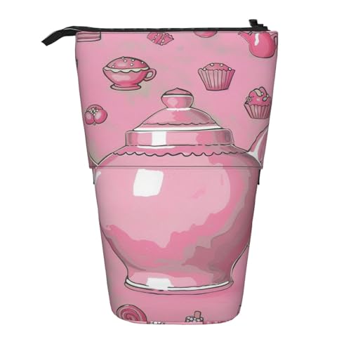 AQRJLPO Erweiterbares Federmäppchen mit rosa Teekannen-Druck, dehnbar, Reise-Schreibwaren und Make-up-Tasche, Schreibtisch-Aufbewahrungsbox für Schule, Büro, Reisen, Schwarz , Einheitsgröße AQRJLPO Erweiterbares Federmäppchen mit rosa Teekannen-Druck, dehnbar, Reise-Schreibwaren und Make-up-Tasche, Schreibtisch-Aufbewahrungsbox für Schule, Büro, Reisen, Schwarz , Einheitsgröße von AQRJLPO