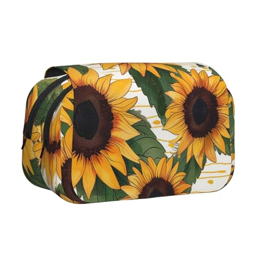 AQRJLPO Federmäppchen mit Sonnenuntergangs-Weinglas-Druck, doppellagig, Flip-Bleistifttasche, Stift-Organizer, Make-up-Tasche für Schule, Reisen und Arbeit, Sonnenblumenmuster, Einheitsgröße AQRJLPO Federmäppchen mit Sonnenuntergangs-Weinglas-Druck, doppellagig, Flip-Bleistifttasche, Stift-Organizer, Make-up-Tasche für Schule, Reisen und Arbeit, Sonnenblumenmuster, Einheitsgröße von AQRJLPO
