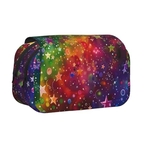 AQRJLPO Federmäppchen mit niedlichem Affen-Kunstdruck, doppellagig, Flip-Bleistifttasche, Stift-Organizer, Make-up-Tasche für Schule, Reisen und Arbeit, Bunte Regenbogen-Sterne, Einheitsgröße AQRJLPO Federmäppchen mit niedlichem Affen-Kunstdruck, doppellagig, Flip-Bleistifttasche, Stift-Organizer, Make-up-Tasche für Schule, Reisen und Arbeit, Bunte Regenbogen-Sterne, Einheitsgröße von AQRJLPO