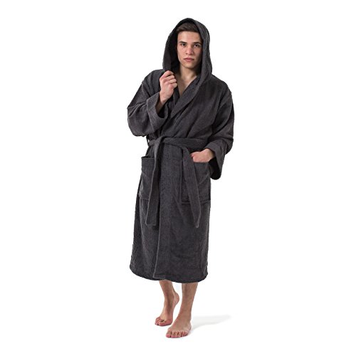 AR Line Frottier Bademantel mit Kapuze für Sie und Ihn - Unisex, aus 100% Baumwolle, in Farbe: Anthrazit-Grau, Größe: Small AR Line Frottier Bademantel mit Kapuze für Sie und Ihn - Unisex, aus 100% Baumwolle, in Farbe: Anthrazit-Grau, Größe: Small von AR Line