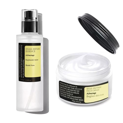 Schneckenmucin-Feuchtigkeitspflege + Gesichtsserum - Gesichtsfeuchtigkeitscreme Frauen - Schneckenschleim Essenz für Hautpflege Set - Anti Falten Gesichtscreme Serum Verbesserung der Hautelastizität Schneckenmucin-Feuchtigkeitspflege + Gesichtsserum - Gesichtsfeuchtigkeitscreme Frauen - Schneckenschleim Essenz für Hautpflege Set - Anti Falten Gesichtscreme Serum Verbesserung der Hautelastizität von ARCHIDATE