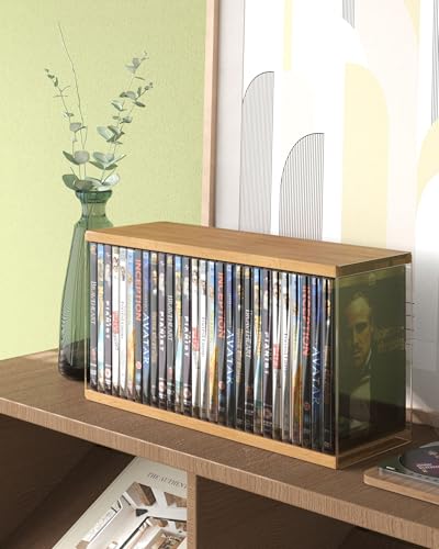 AREAJD DVD-Aufbewahrung, Retro, Walnussfarben, MDF, Medien-Organizer-Tasche für DVDs, Blu-Ray-Disc, Filmhüllen, VHS-Box, Videospiel-Disks, transparente Kunststoffhalter mit Tragegriffen und AREAJD DVD-Aufbewahrung, Retro, Walnussfarben, MDF, Medien-Organizer-Tasche für DVDs, Blu-Ray-Disc, Filmhüllen, VHS-Box, Videospiel-Disks, transparente Kunststoffhalter mit Tragegriffen und von AREAJD
