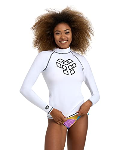 arena Women's Vest L/S Graphic Rash Guard Shirt, White-Black, L von ARENA