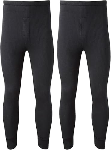 ARG 2 Stück Herren Thermo Lange Unterhose Pants Warm Unterwäsche Baselayer Thermals Baselayer Ultra Soft Leggings, Schwarz , 41-44.5 von ARG