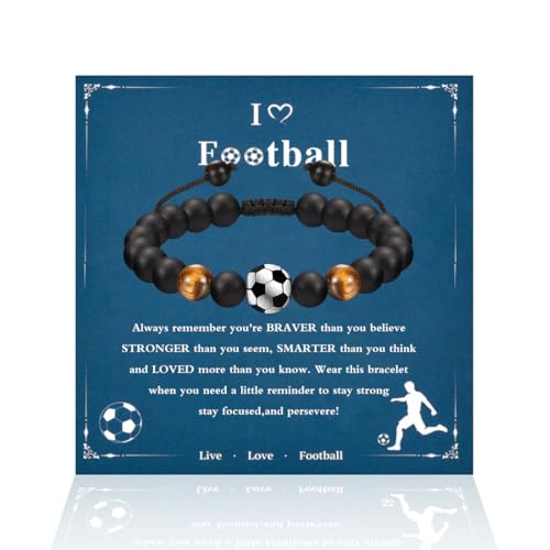 ARHZ 1 Stück Fussball Armband,Kinder Fussball Geschenke Jungen, Armband Jungen, Armband Kinder, Geburtstagsgeschenk Fussball Armband Für Jungs Teenager Erwachsene Freundschaftsarmband Mit Karte von ARHZ