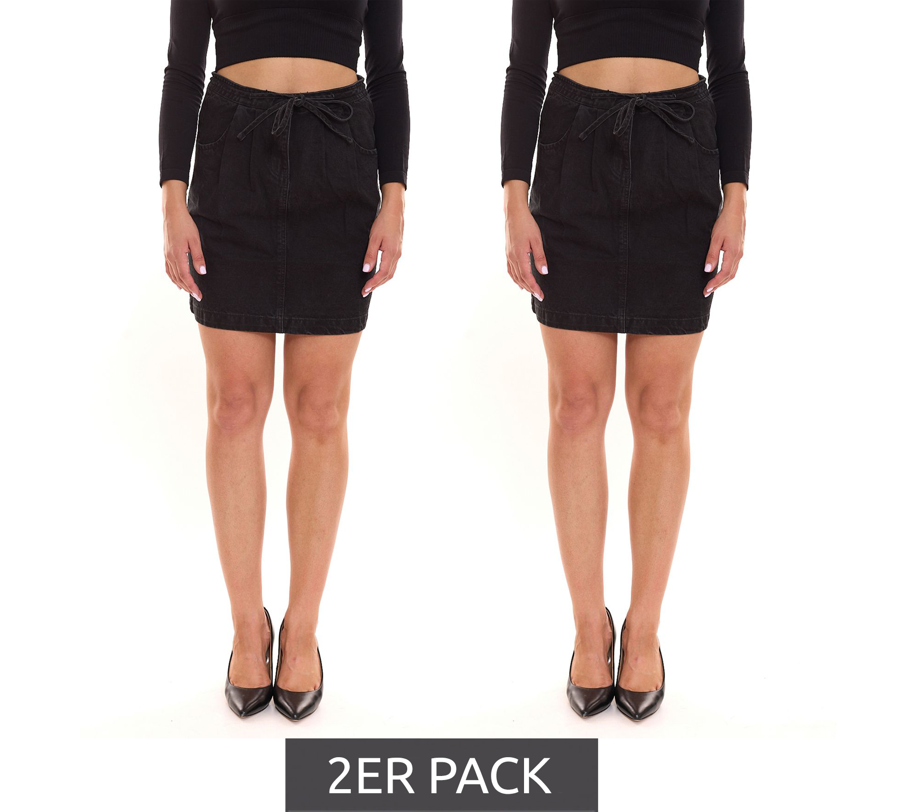 2er Sparpack Arizona Damen Denim-Rock Mini-Rock Jeans-Rock aus Baumwolle mit Taschen 82817269 Schwarz 2er Sparpack Arizona Damen Denim-Rock Mini-Rock Jeans-Rock aus Baumwolle mit Taschen 82817269 Schwarz von ARIZONA