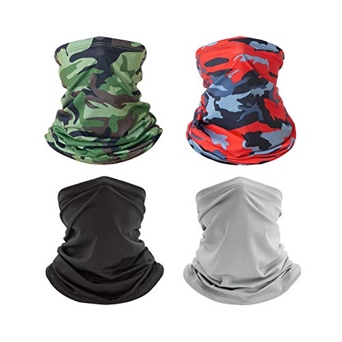 ARKIM Bandana Sturmhaube Halstuch, Multifunktionale Tuch waschbar Damen Herren Stirnband Schal Kopfbedeckung für Outdoor Sport (D (2 Camouflage+2 einfarbig)) von ARKIM