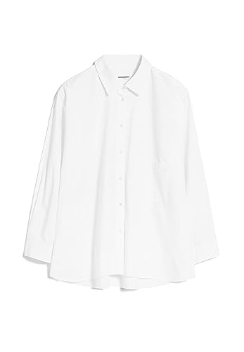 ARMEDANGELS EALGAA - Damen M White Bluse Langarm Rundhalsausschnitt Loose Fit von ARMEDANGELS