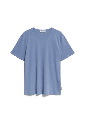 ARMEDANGELS KOLMAARO Linen - Herren L Blue Stone Shirts T-Shirt Rundhalsausschnitt Relaxed Fit von ARMEDANGELS