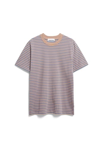 ARMEDANGELS VEGAAS Stripes - Herren M Cinnamon Dust-Blue Stone Shirts T-Shirt Rundhalsausschnitt Relaxed Fit von ARMEDANGELS