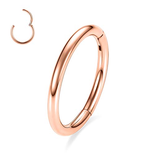 AROWRO 10g Knorpelohrring Hoop 14mm Helix Ohrring G23 Titanium Creolen für Frauen Nasenringe Hoop Nasenring 10 Gauge Nase Hoop Conch Ohrringe Helix Ohrring Lippenringe Nasenpiercing Schmuck Rose Gold von AROWRO