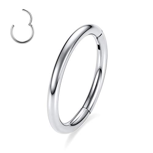 AROWRO 10g Knorpelohrring Hoop 14mm Helix Ohrring G23 Titanium Creolen für Frauen Nasenringe Hoop Nasenring 10 Gauge Nase Hoop Conch Ohrringe Helix Ohrring Lippenringe Nasenpiercing Schmuck Silber von AROWRO