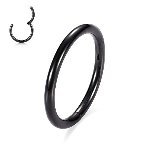 AROWRO 10g Ohrringe 12mm Helix Ohrring G23 Titanium Creolen für Frauen Nasenringe Creolen Schwarzer Nasenring 10 Gauge Nase Creolen Ohrringe für Männer Creolen Lippenringe Nasenpiercing Schmuck von AROWRO