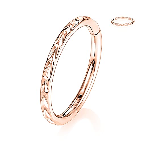 AROWRO 10mm Nasenringe 18 Gauge Nasenring Creolen für Frauen Nasenring Septum Schmuck Chirurgenstahl Septum Ring Septum Clicker Lippenring Helix Ohrring Rook Ohrring Conch Rose Gold Knorpelohrring von AROWRO