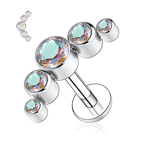 AROWRO 16G Labret Studs Lip Rings G23 Titan Monroe Lip Piercing Schmuck Innengewinde Helix Tragus Knorpel Conch Ohrring Frauen Mädchen Piercing Schmuck CZ 6mm von AROWRO