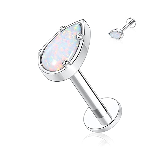 AROWRO 16G Labret Studs Lip Rings G23 Titan Monroe Lip Piercing Schmuck Innengewinde Helix Tragus Knorpel Conch Ohrring Frauen Mädchen Piercing Schmuck Opal 6mm von AROWRO