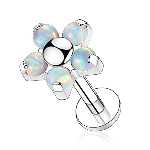 AROWRO 16G Labret Studs Lip Rings G23 Titan Monroe Lip Piercing Schmuck Innengewinde Helix Tragus Knorpel Conch Ohrring Frauen Mädchen Piercing Schmuck Opal 6mm von AROWRO