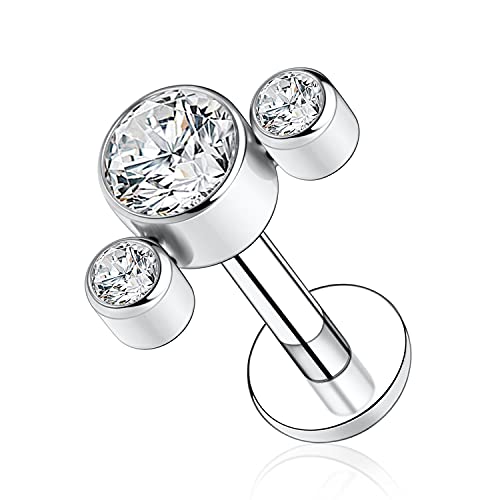 AROWRO G23 Titan Monroe Lip Piercing Schmuck 16G Lippenringe Labret Ohrstecker Innengewinde Helix Tragus Knorpel Conch Ohrring Frauen Mädchen Piercing Schmuck CZ 10mm von AROWRO