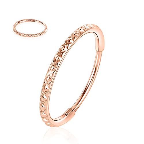 AROWRO Nasenringe 16 Gauge Nasenring Creolen für Frauen 16g Nasenring Septum Schmuck Chirurgenstahl Septum Ring Septum Clicker Lippenringe Helix Daith Rook Conch Ohrring Rose Gold Knorpelohrring 10mm von AROWRO