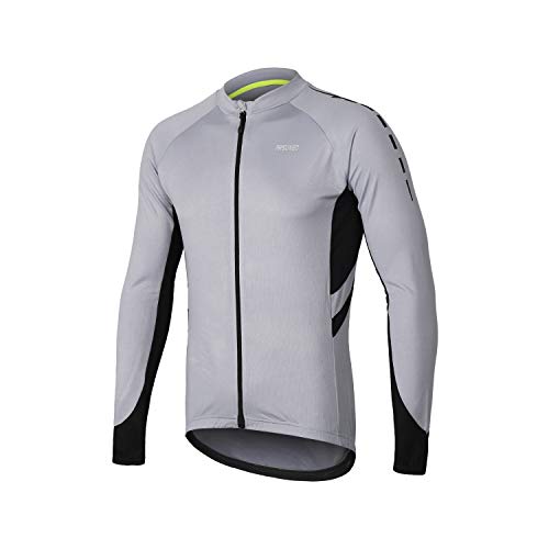 ARSUXEO Radtrikot für Herren, Fahrradtrikot Langarm, Radfahren Shirt, Radsport Trikot MTB Jersey Mountainbike Fahrrad-Bekleidung 6030 hellgrau XXL von ARSUXEO