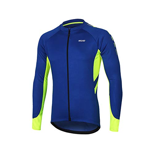 ARSUXEO Radtrikot für Herren, Fahrradtrikot Langarm, Radfahren Shirt, Radsport Trikot MTB Jersey Mountainbike Fahrrad-Bekleidung 6030 blau M von ARSUXEO