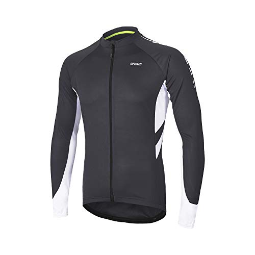 ARSUXEO Radtrikot für Herren, Fahrradtrikot Langarm, Radfahren Shirt, Radsport Trikot MTB Jersey Mountainbike Fahrrad-Bekleidung 6030 dunkelgrau XL von ARSUXEO