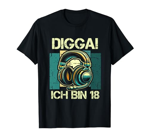 Digga! Ich Bin 18 Jahre 18. Geburtstag Junge Zocker Jungs T-Shirt von ARTIPALATI Geschenke