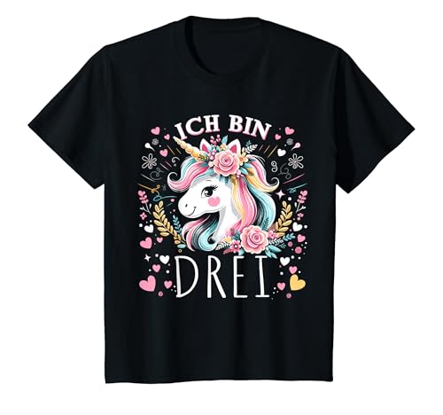 Kinder 3 Jahre Mädchen Geburtstag 3. Kindergeburtstag Süßes Einhorn T-Shirt von ARTIPALATI Geschenke