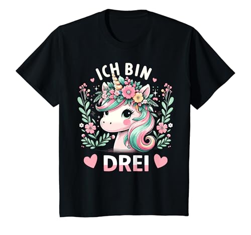 Kinder 3 Jahre Mädchen Geburtstag 3. Kindergeburtstag Süßes Einhorn T-Shirt von ARTIPALATI Geschenke