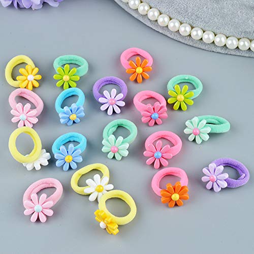 10 Stück Mädchen Punkte Schleife elastische Haar Gummibänder Zubehör for Kinder Krawatte Ring Seil Schnurhalter Kopfschmuck Clips, Stil 11 Pink (Color : A Daisy Flower) von ARTSIM