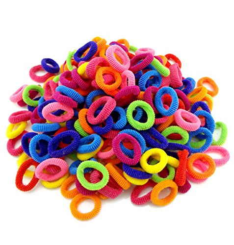 100 Stück Kind Buntes Elastisches Haarband Mädchen Kind Seil Ring Scrunchy Stirnband Gummi Pferdeschwanz Halter Krawatte Gummi Zubehör,schwarz (Color : Colorful 1) von ARTSIM