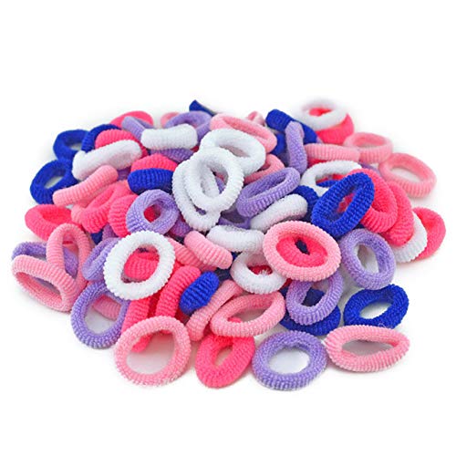 100 Stück Kind Buntes Elastisches Haarband Mädchen Kind Seil Ring Scrunchy Stirnband Gummi Pferdeschwanz Halter Krawatte Gummi Zubehör,schwarz (Color : Colorful 2) von ARTSIM